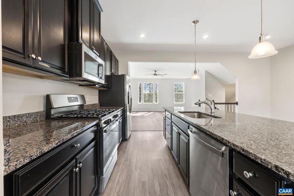 Interior, Kitchen, Pendant Lights, Recessed Lighting, Wood Texture Flooring