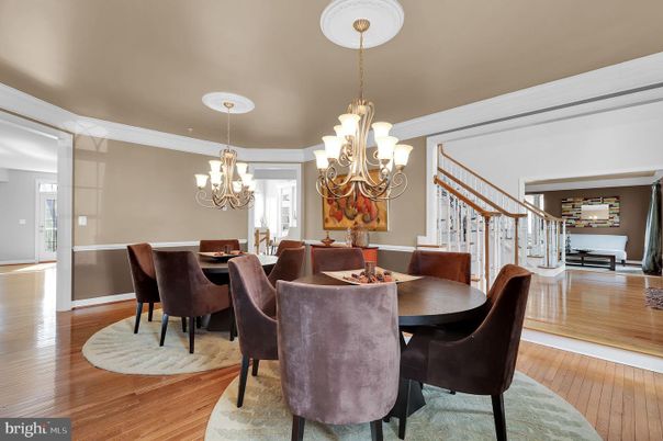 Chandelier, Dining room, Interior, Wood Texture Flooring