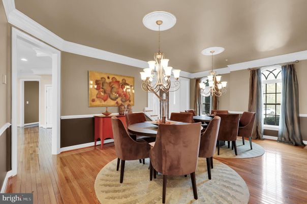 Chandelier, Dining room, Interior, Wood Texture Flooring