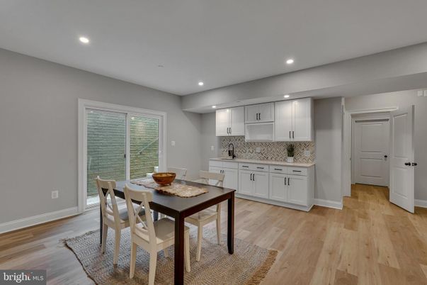 Dining room, Interior, Kitchen, Recessed Lighting, Wood Texture Flooring