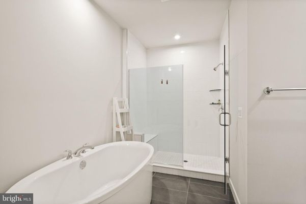 Bathroom, Free Standing Baths, Glass Shower, Interior, Recessed Lighting
