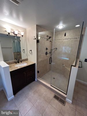 Bathroom, Dual Sink Vanities, Glass Shower, Interior