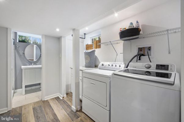 Interior, Recessed Lighting, Utility Closets, Washer, Wood Texture Flooring