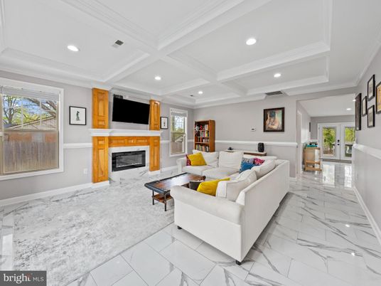 Fireplace, Interior, Living room, Marble, Recessed Lighting