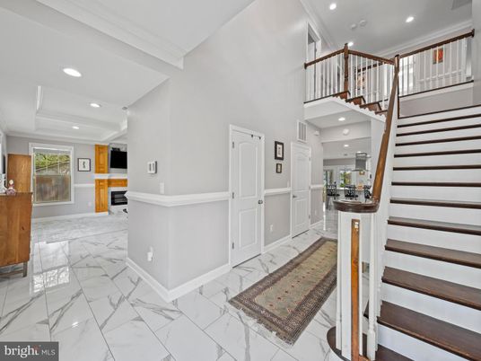 Fireplace, Interior, Marble, Recessed Lighting