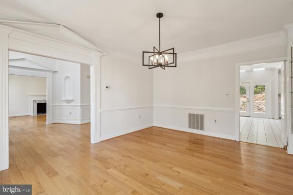 Empty room, Fireplace, Interior, Pendant Lights, Wood Texture Flooring