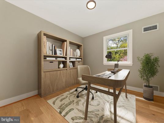 Home Office, Interior, Recessed Lighting, Wood Texture Flooring