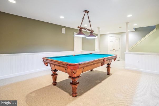 Billiard Table, Game Room, Interior, Pendant Lights, Recessed Lighting