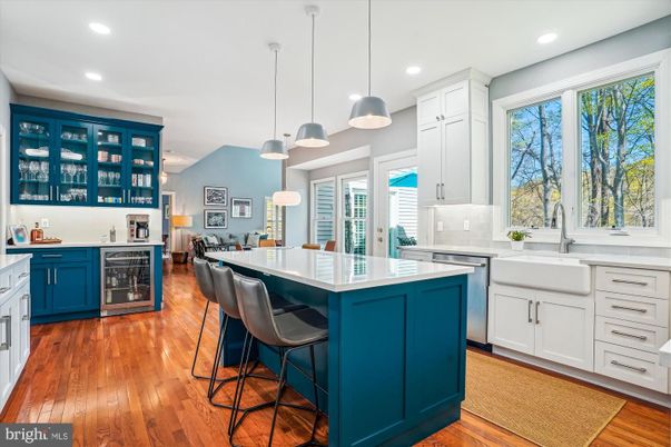 Interior, Kitchen, Pendant Lights, Recessed Lighting, Wood Texture Flooring