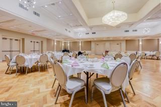 Chandelier, Dining room, Interior, Recessed Lighting, Wood Texture Flooring