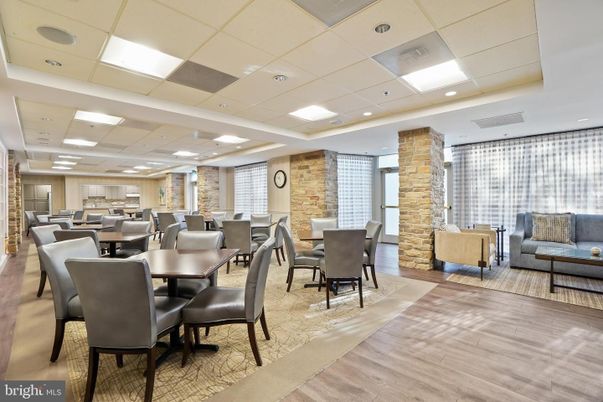 Dining room, Interior, Recessed Lighting, Stone Walls, Wood Texture Flooring