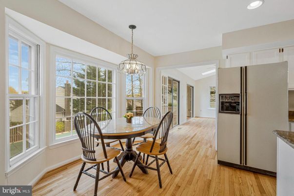 Dining room, Interior, Pendant Lights, Recessed Lighting, Wood Texture Flooring