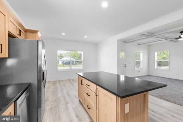 Interior, Kitchen, Recessed Lighting, Wood Texture Flooring