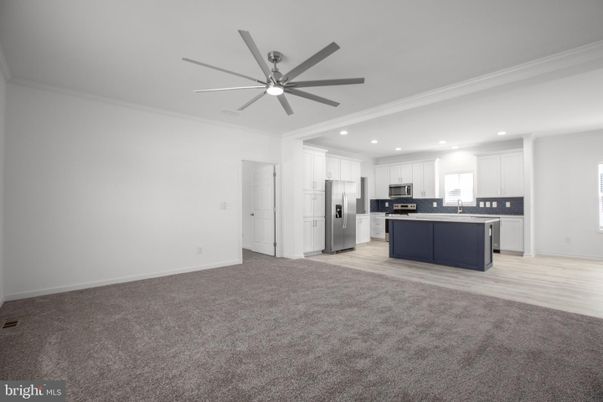Empty room, Interior, Kitchen, Recessed Lighting, Wood Texture Flooring