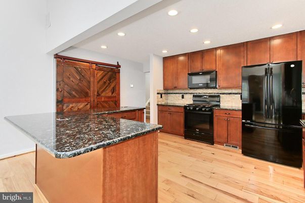 Interior, Kitchen, Recessed Lighting, Wood Texture Flooring