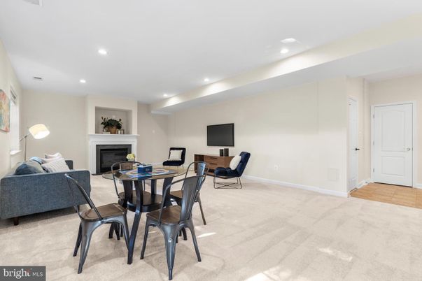 Dining room, Fireplace, Interior, Living room, Recessed Lighting