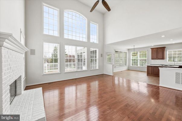 Fireplace, Interior, Kitchen, Pendant Lights, Recessed Lighting, Wooden Beams, Wood Texture Flooring