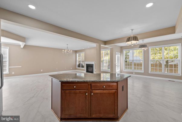Chandelier, Empty room, Fireplace, Interior, Marble, Pendant Lights, Recessed Lighting