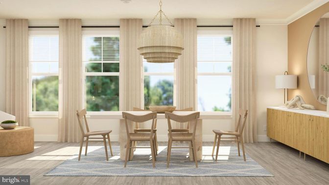 Dining room, Interior, Pendant Lights, Wood Texture Flooring