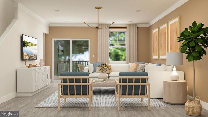 Interior, Living room, Pendant Lights, Recessed Lighting, Wood Texture Flooring