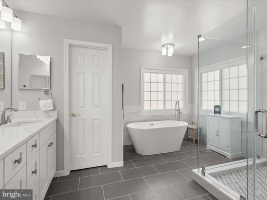 Bathroom, Dual Sink Vanities, Free Standing Baths, Glass Shower, Interior