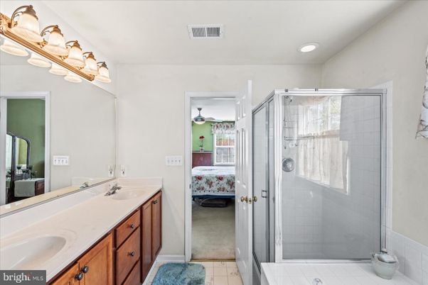 Bathroom, Bedroom, Dual Sink Vanities, Glass Shower, Interior, Recessed Lighting