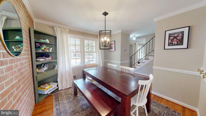 Dining room, Interior, Pendant Lights, Stone Walls, Wood Texture Flooring