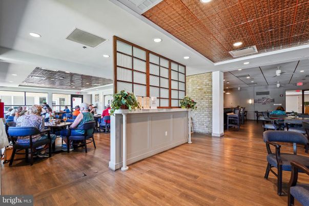 Dining room, Interior, Living room, Recessed Lighting, Stone Walls, Wood Texture Flooring