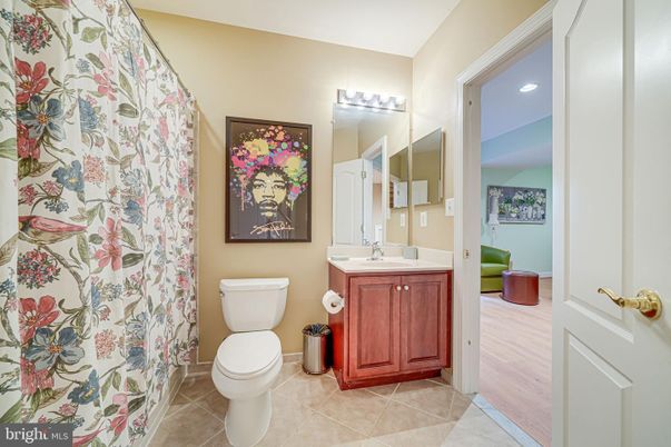 Bathroom, Interior, Recessed Lighting, Wood Texture Flooring