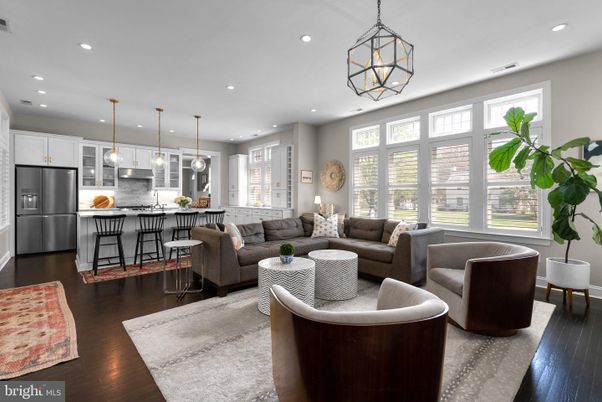 Interior, Kitchen, Living room, Pendant Lights, Recessed Lighting, Stainless Steel Appliances, Wood Texture Flooring
