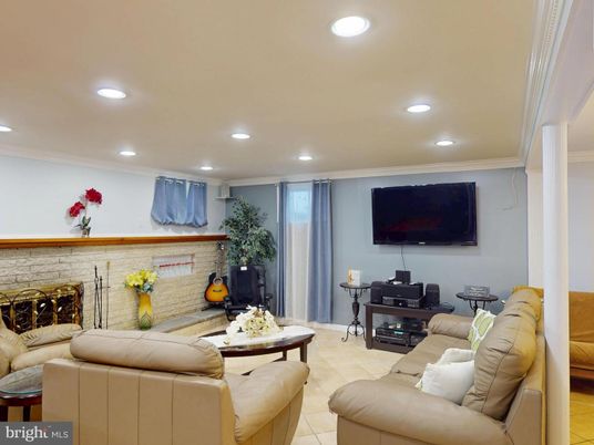 Fireplace, Interior, Living room, Recessed Lighting, Stone Walls
