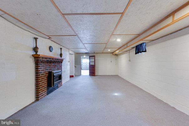 Empty room, Fireplace, Interior, Recessed Lighting, Stone Walls