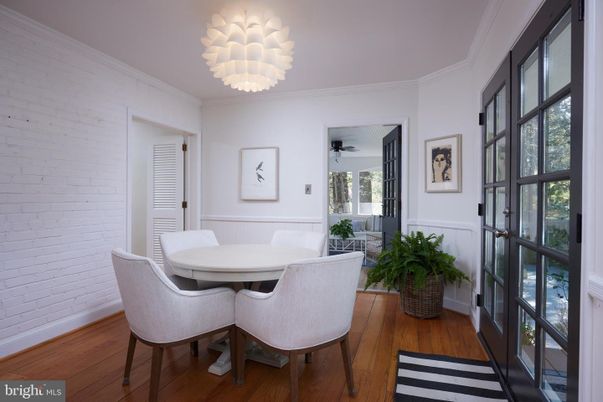 Chandelier, Dining room, Interior, Stone Walls, Wood Texture Flooring