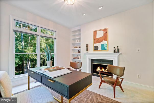 Fireplace, Home Office, Interior, Recessed Lighting