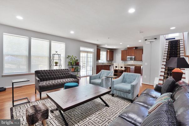 Interior, Kitchen, Living room, Recessed Lighting, Stainless Steel Appliances, Wood Texture Flooring