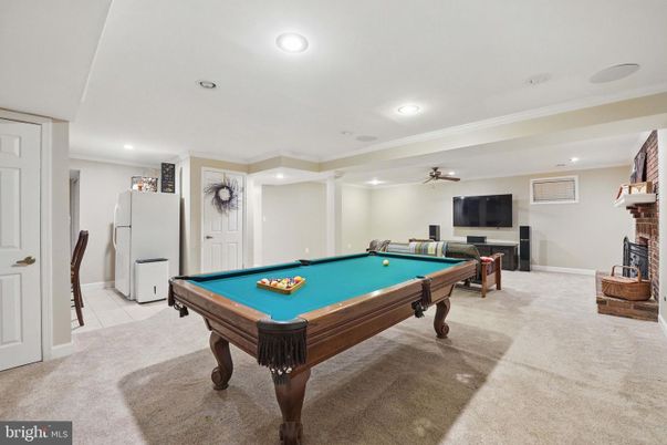 Billiard Table, Fireplace, Game Room, Interior, Recessed Lighting
