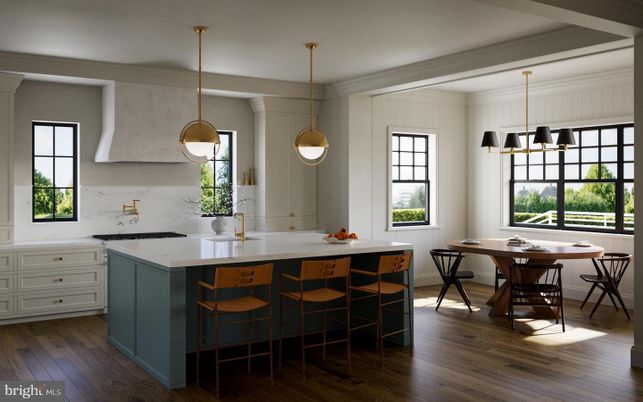 Dining room, Interior, Kitchen, Pendant Lights, Wood Texture Flooring