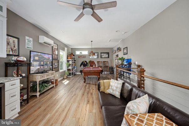 Billiard Table, Game Room, Interior, Pendant Lights, Wood Texture Flooring