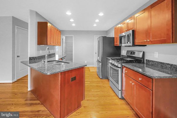 Interior, Kitchen, Recessed Lighting, Wood Texture Flooring
