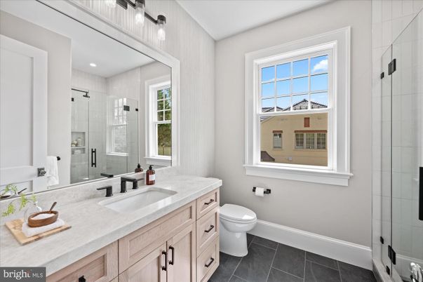 Bathroom, Dual Sink Vanities, Glass Shower, Interior, Recessed Lighting