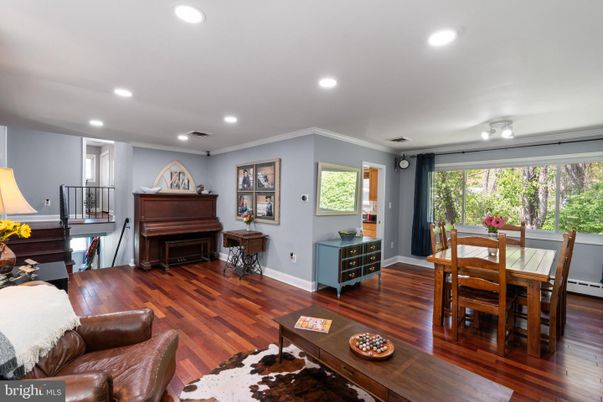 Dining room, Interior, Piano, Recessed Lighting, Wood Texture Flooring