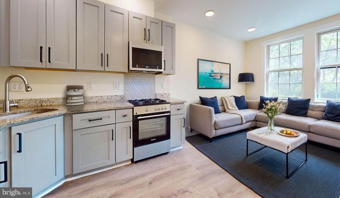 Interior, Kitchen, Living room, Recessed Lighting, Stainless Steel Appliances, Wood Texture Flooring