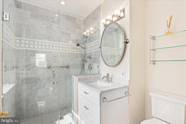 Bathroom, Glass Shower, Interior, Marble Walls, Recessed Lighting