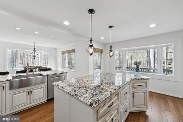 Interior, Kitchen, Pendant Lights, Recessed Lighting, Wood Texture Flooring