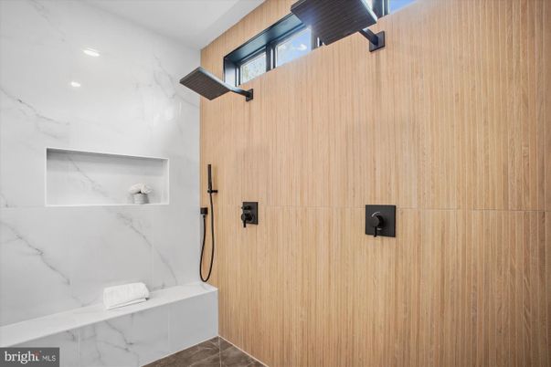 Bathroom, Interior, Marble Walls, Recessed Lighting