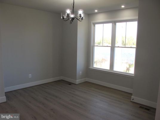 Chandelier, Empty room, Interior, Recessed Lighting, Wood Texture Flooring