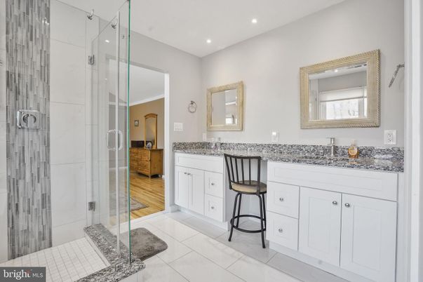Bathroom, Dual Sink Vanities, Glass Shower, Interior, Recessed Lighting