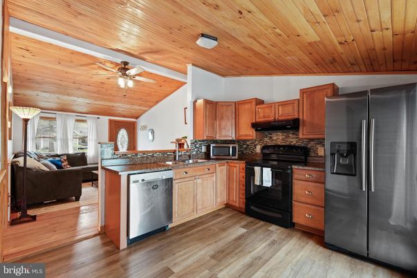 Interior, Kitchen, Living room, Wooden Ceilings, Wood Texture Flooring