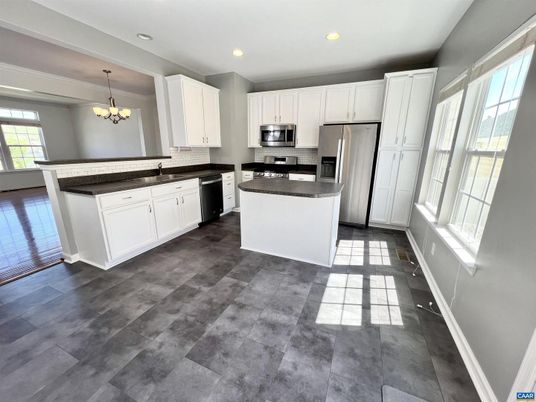 Chandelier, Interior, Kitchen, Recessed Lighting, Stainless Steel Appliances