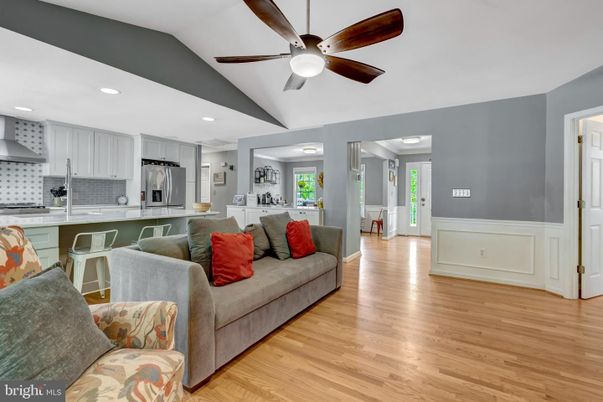 Interior, Kitchen, Living room, Recessed Lighting, Stainless Steel Appliances, Wood Texture Flooring